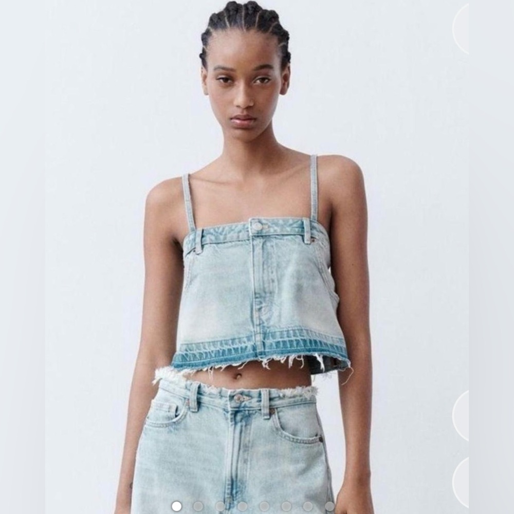 Zara Blue Boxy Crop Tank Top